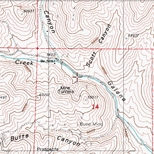 Topographic Map of Scott Canyon, NV