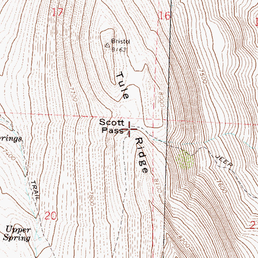 Topographic Map of Scott Pass, NV