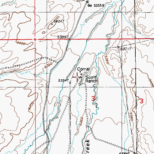 Topographic Map of Scott Ranch, NV