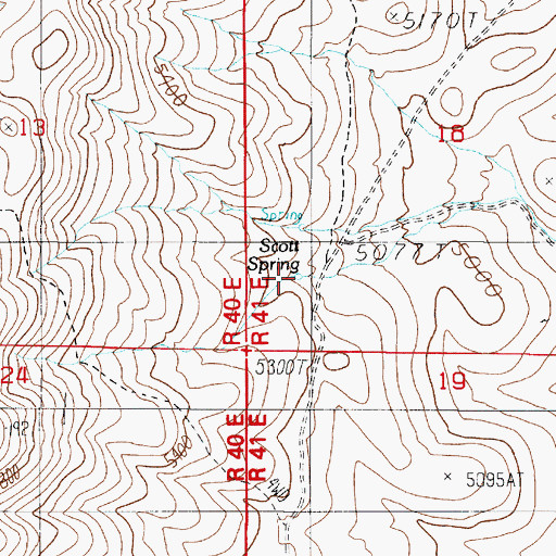 Topographic Map of Scott Spring, NV