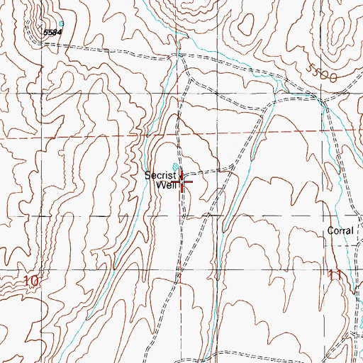 Topographic Map of Secrist Well, NV