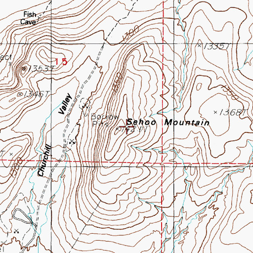 Topographic Map of Sehoo Mountain, NV