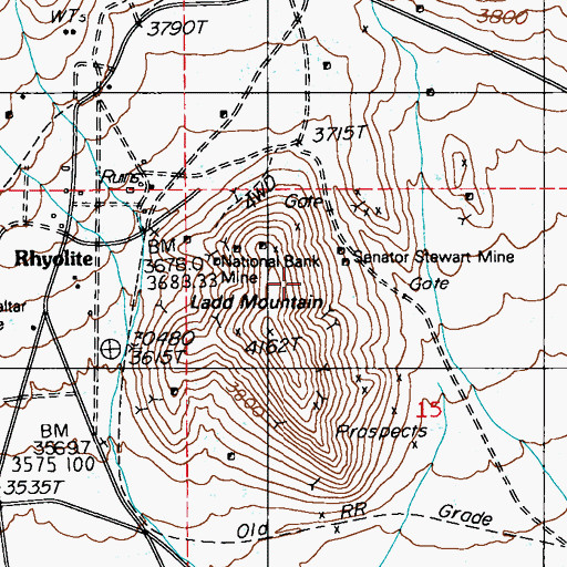 Topographic Map of Senator Stewart Mine, NV