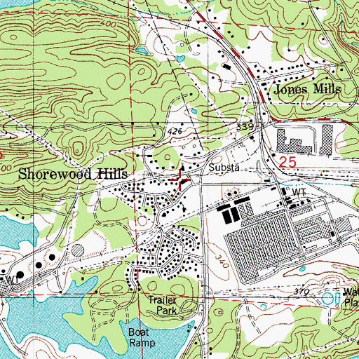 Topographic Map of Jones Mills Post Office, AR