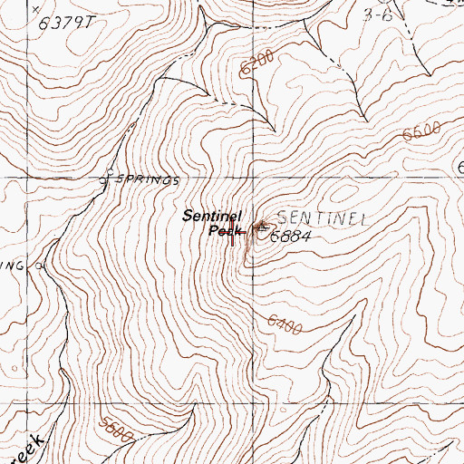 Topographic Map of Sentinel Peak, NV