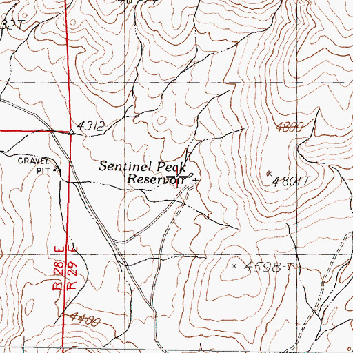 Topographic Map of Sentinel Peak Reservoir, NV