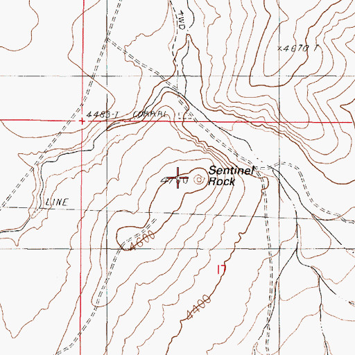 Topographic Map of Sentinel Rock, NV