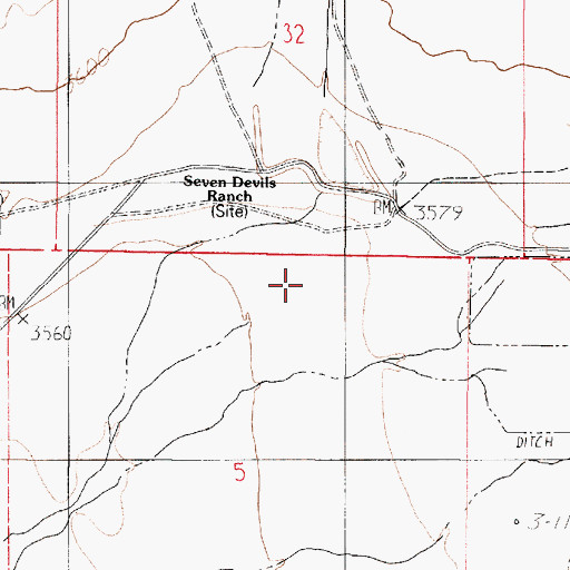 Topographic Map of Seven Devils Ranch, NV