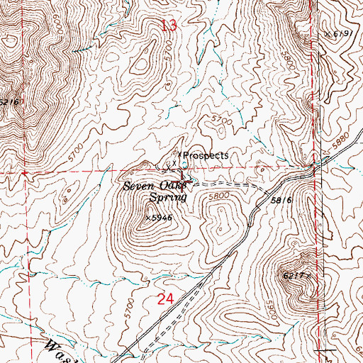 Topographic Map of Seven Oaks Spring, NV