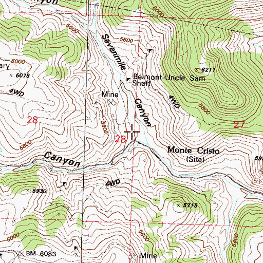Topographic Map of Sevenmile Canyon, NV