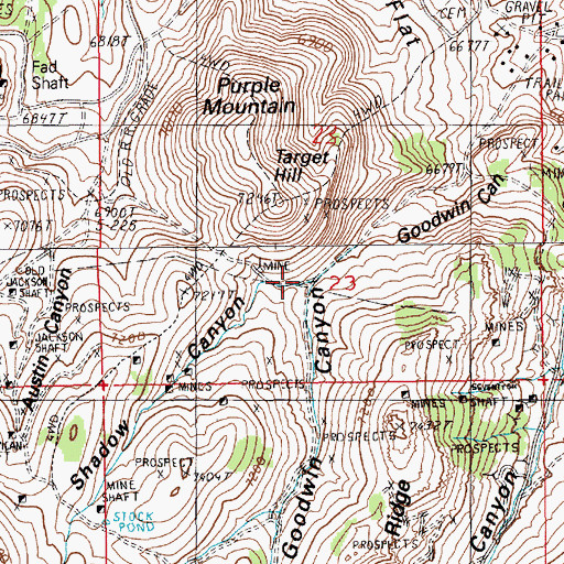 Topographic Map of Shadow Canyon, NV