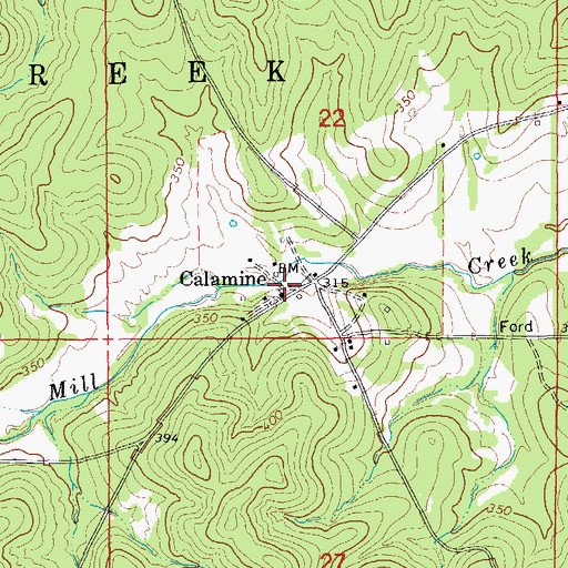 Topographic Map of Calamine Post Office (historical), AR