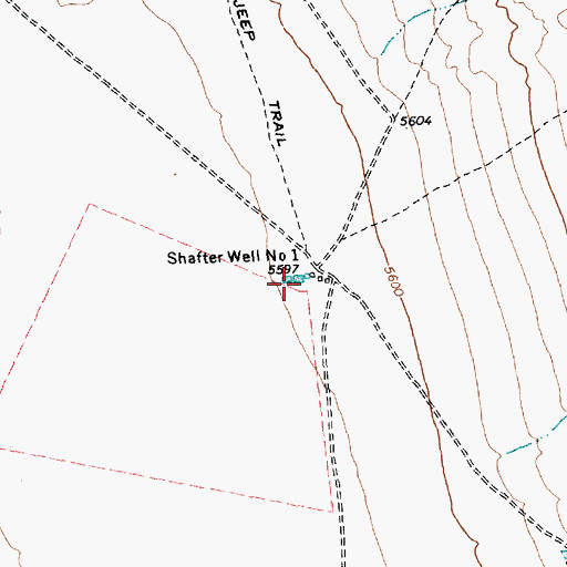 Topographic Map of Shafter Well Number One, NV