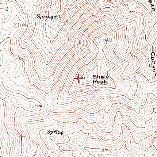 Topographic Map of Shaly Peak, NV