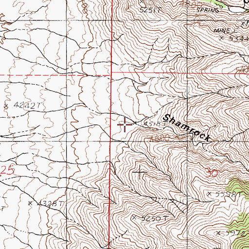 Topographic Map of Shamrock Canyon, NV
