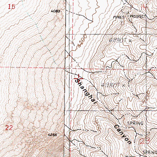 Topographic Map of Shanghai Canyon, NV