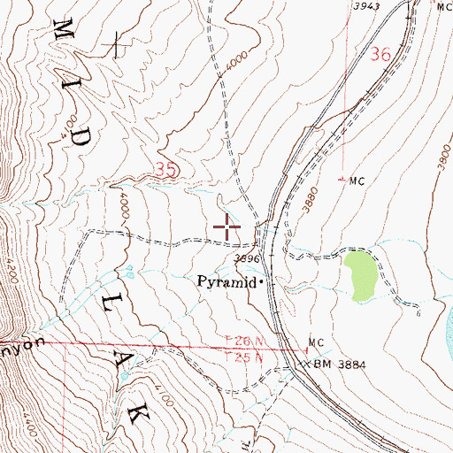 Topographic Map of Sharps Canyon, NV