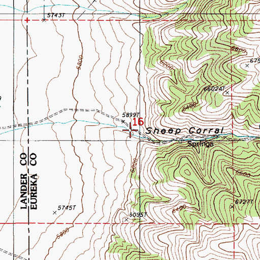 Topographic Map of Sheep Corral Canyon, NV