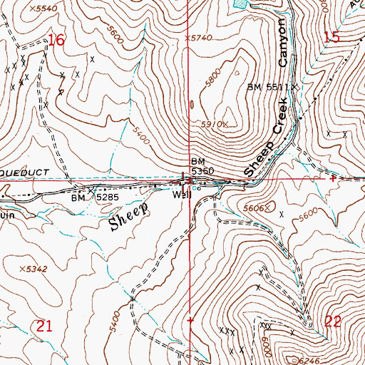 Topographic Map of Sheep Creek Canyon, NV