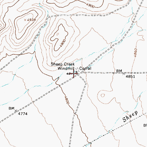 Topographic Map of Sheep Creek Windmill, NV