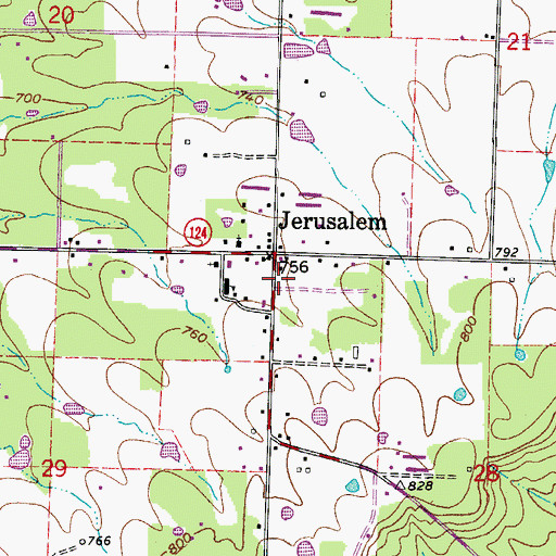 Topographic Map of Jerusalem Post Office, AR