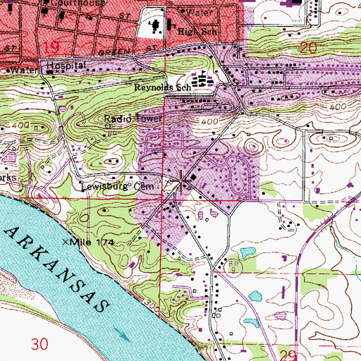 Topographic Map of Lewisburg, AR