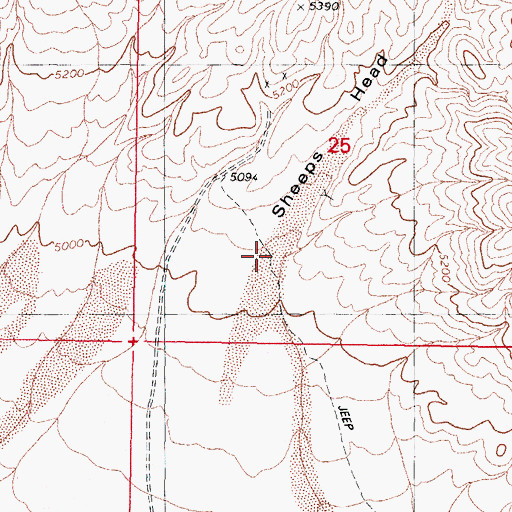 Topographic Map of Sheeps Head Canyon, NV