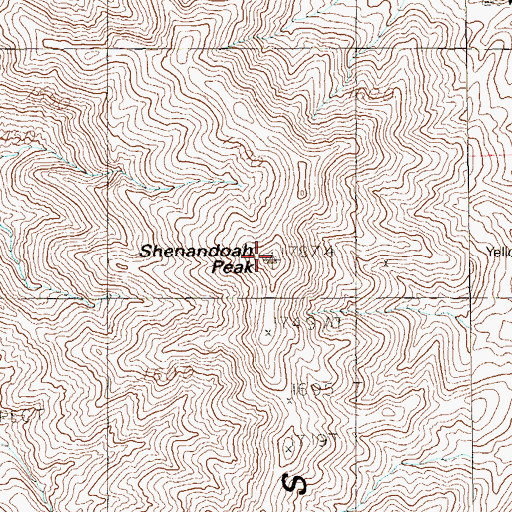 Topographic Map of Shenandoah Peak, NV