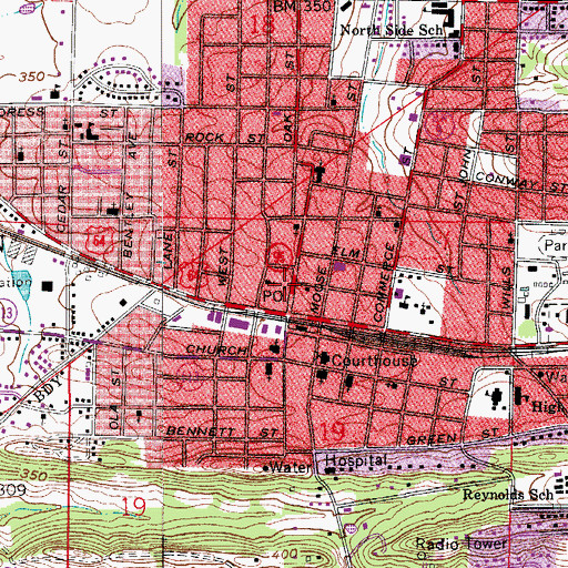 Topographic Map of Morrilton Post Office, AR