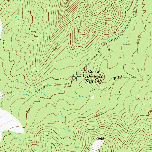 Topographic Map of Shingle Spring, NV
