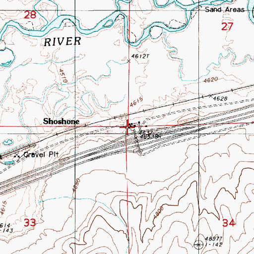 Topographic Map of Shoshone, NV