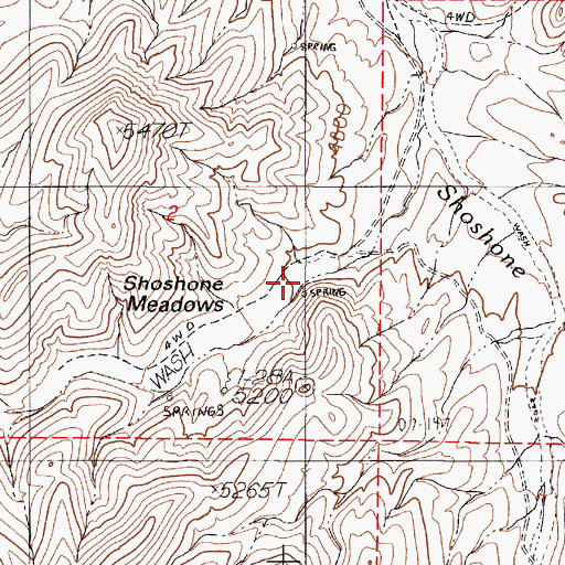 Topographic Map of Shoshone Meadows, NV
