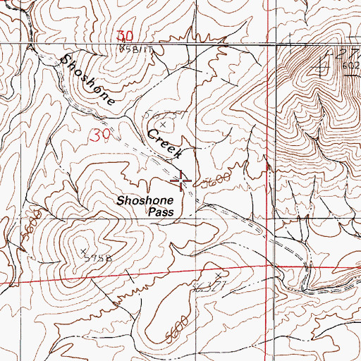 Topographic Map of Shoshone Pass, NV