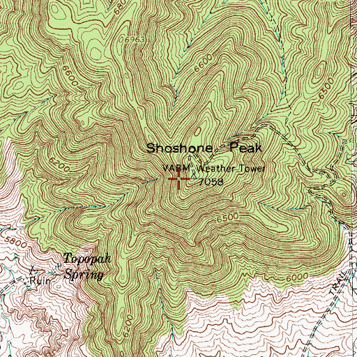 Topographic Map of Shoshone Peak, NV