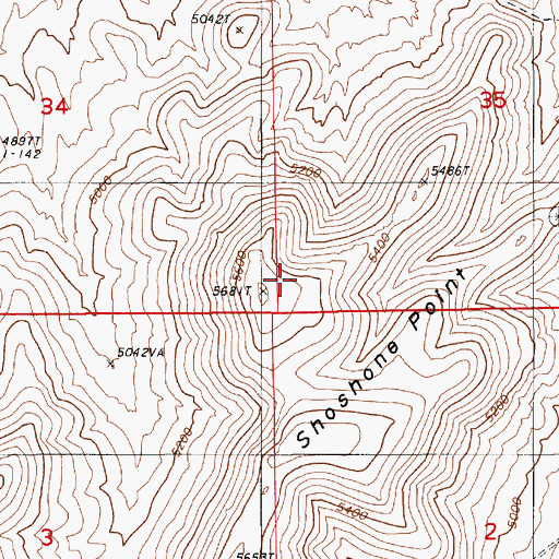 Topographic Map of Shoshone Point, NV