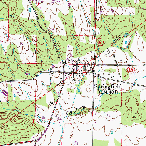 Topographic Map of Springfield Post Office, AR