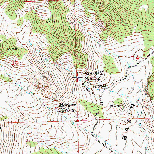 Topographic Map of Sidehill Spring, NV