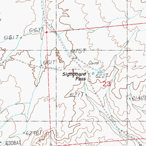 Topographic Map of Signboard Pass, NV