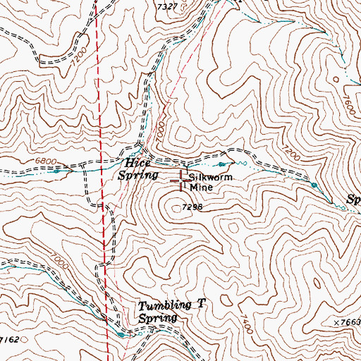 Topographic Map of Silkworm Mine, NV