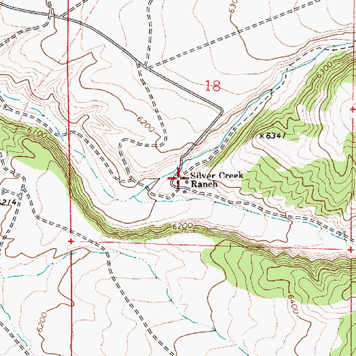 Topographic Map of Silver Creek Ranch, NV