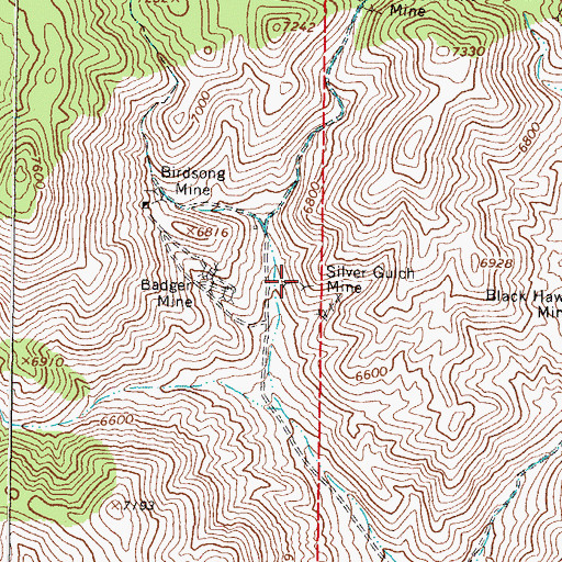 Topographic Map of Silver Gulch Mine, NV