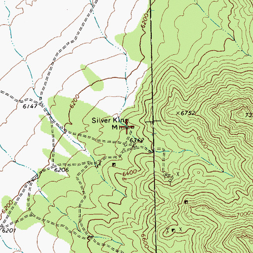 Topographic Map of Silver King Mine, NV