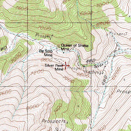 Topographic Map of Silver Reef Mine, NV