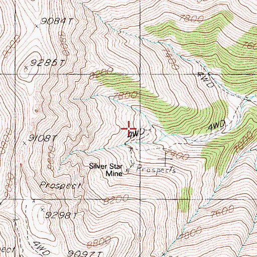 Topographic Map of Silver Star Mine, NV