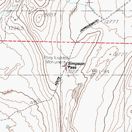 Topographic Map of Simpson Pass, NV