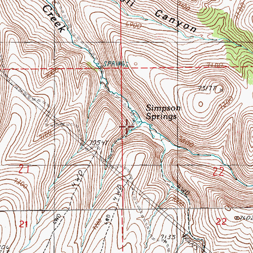 Topographic Map of Simpson Springs, NV