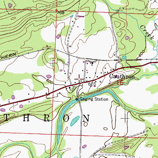 Topographic Map of Cauthron Post Office, AR