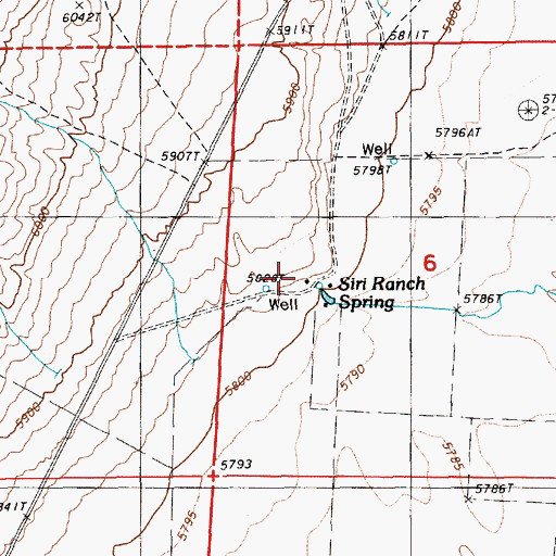 Topographic Map of Siri Ranch, NV