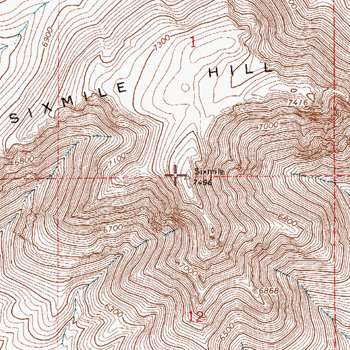 Topographic Map of Sixmile Hill, NV
