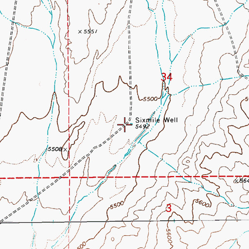 Topographic Map of Sixmile Well, NV